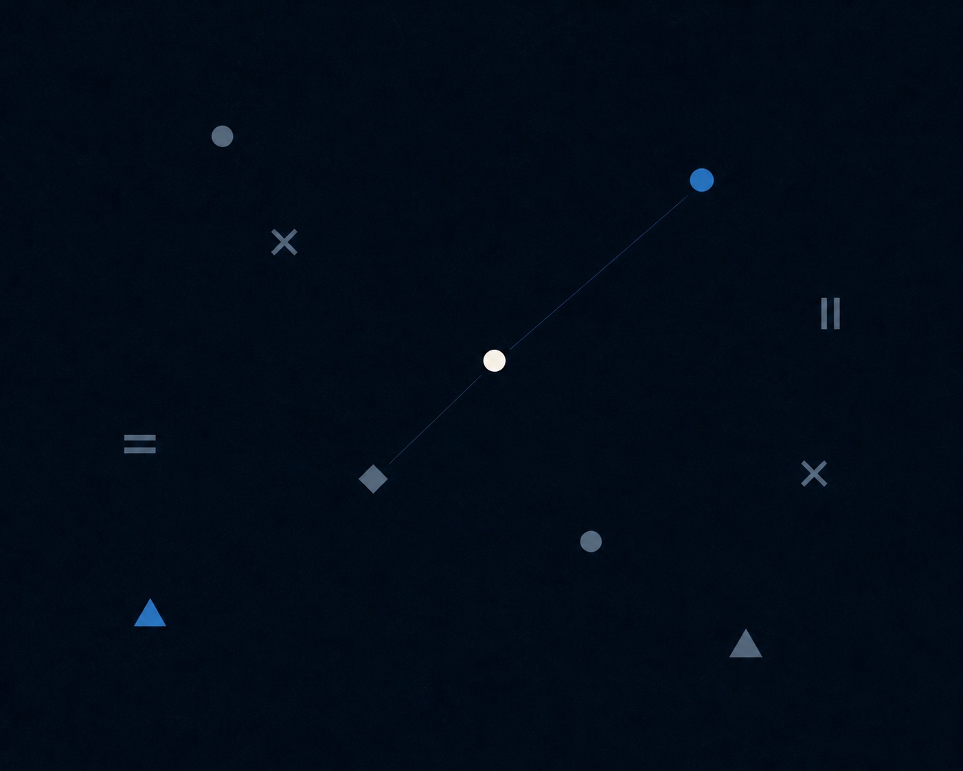 A sparse field of symbols connected by a hidden rule